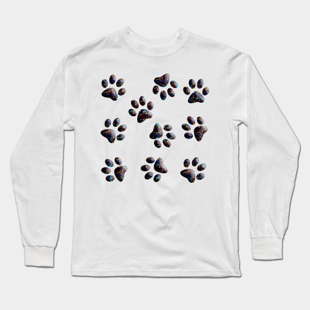 Cute Little Paws 3D - Pattern Design 2 Long Sleeve T-Shirt by art-by-shadab